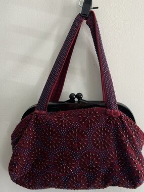 Stunning Vivayou Vintage-Inspired Burgundy Beaded Women's Handbag
